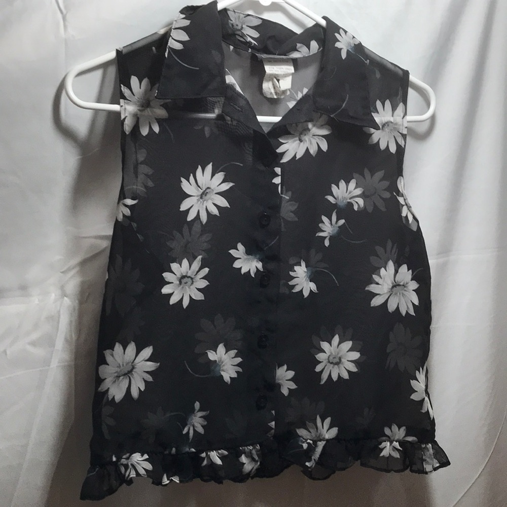 Vintage Mesh button up blouse